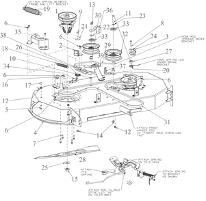 Deck Diagram and Parts List for XT2-LX42KH (13APA1TEA10)(2023) Cub Cadet Lawn Tractor
